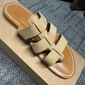NIB K.Jacques Beige Gold Strappy Sandals